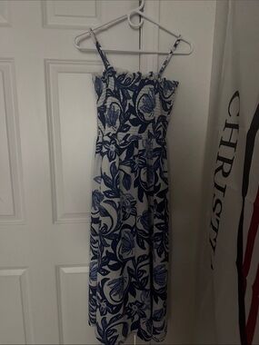 H&M White Dress with Blue Floral Print